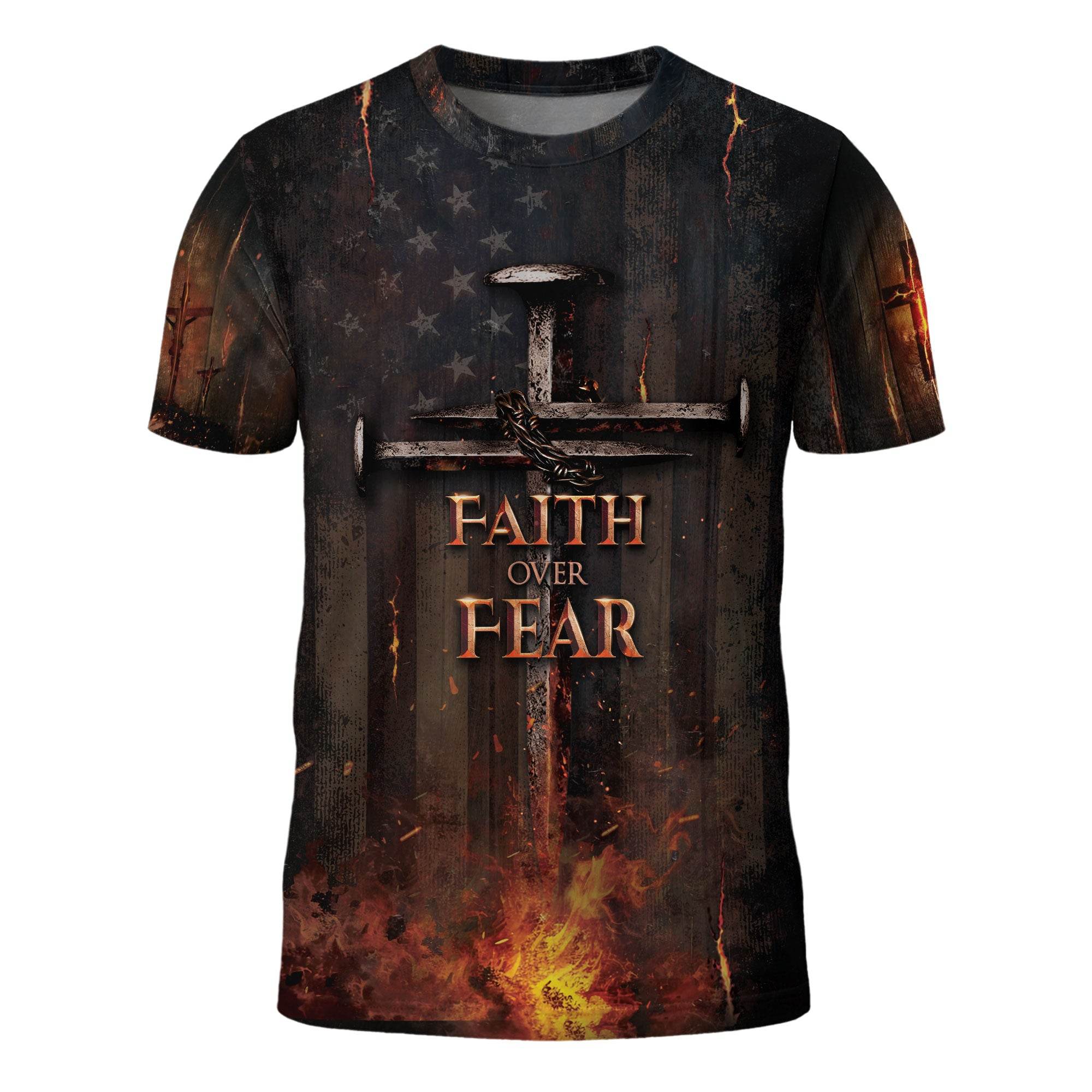 Faith Over Fear Patriotic T-Shirt - Rust Field Wear