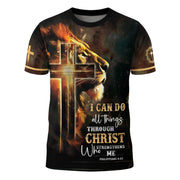 Lion of Judah with Fiery Cross “I Can Do All Things” T-Shirt - Rust Field Wear