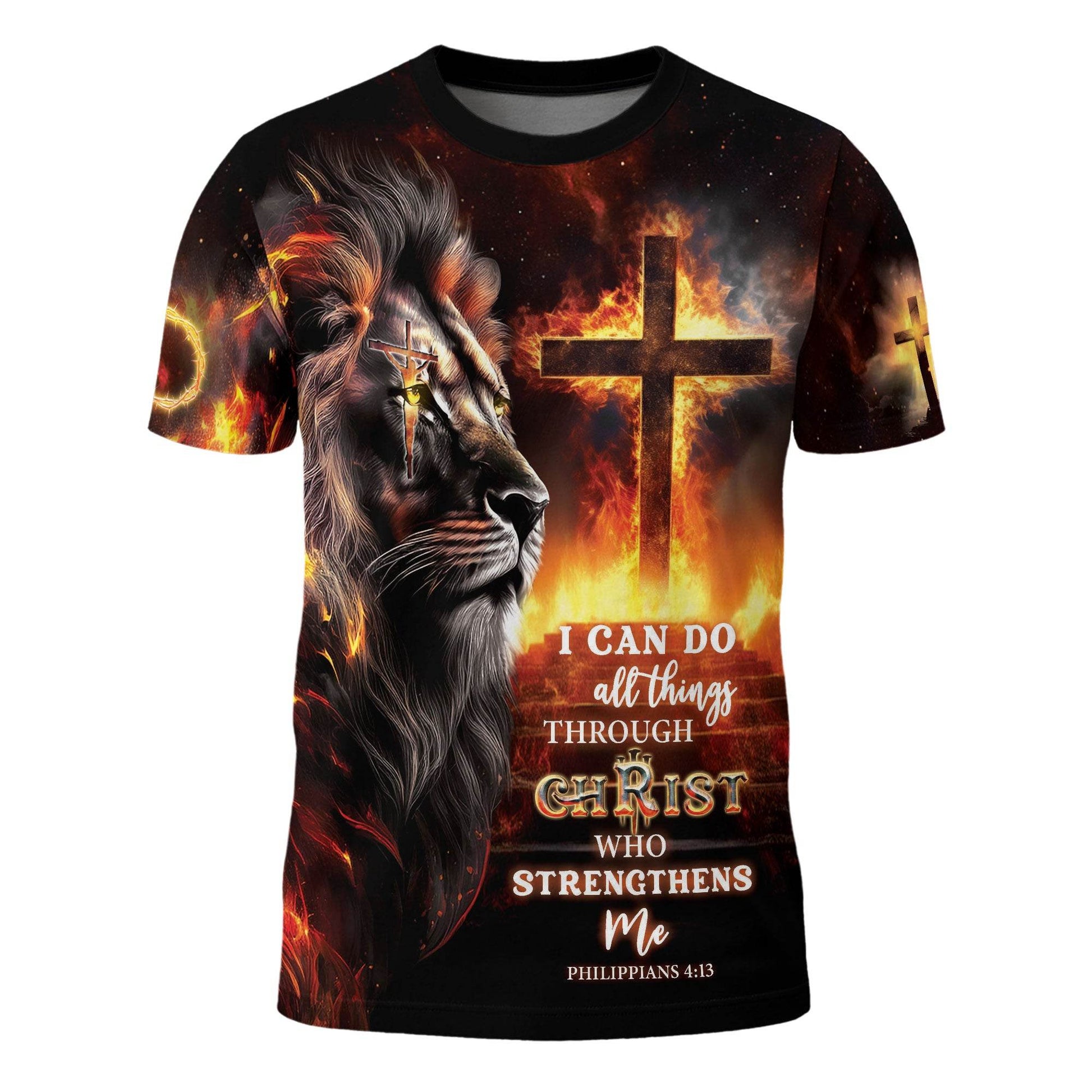 Crucified Lion & Fiery Cross Philippians 4:13 T-Shirt - Rust Field Wear