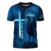Jesus Is King Lion & Cross Night Sky Design T-Shirt - Rust Field Wear