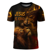 Jesus Is King Crown of Thorns & Lion of Judah Christian T-Shirt - Rust Field Wear