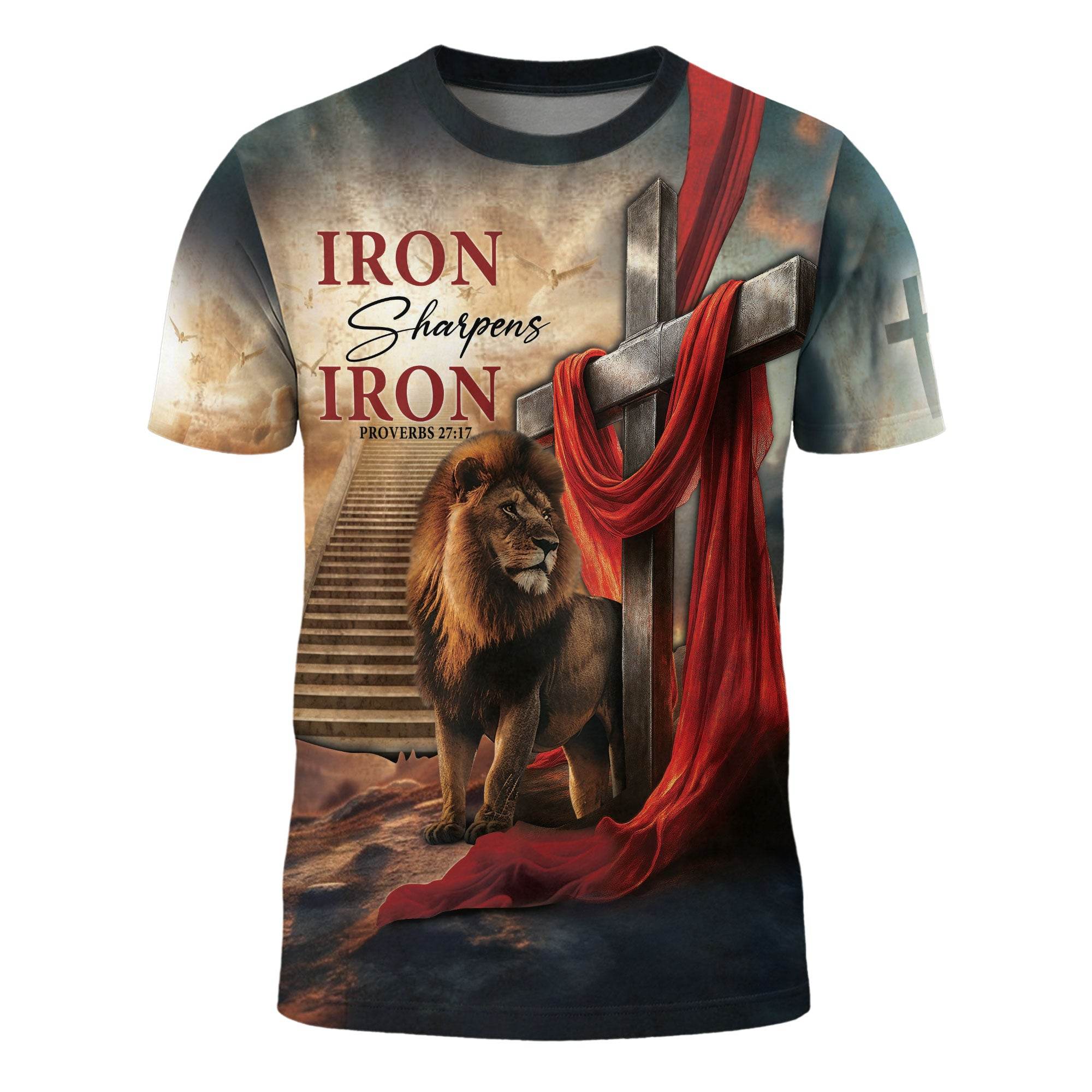 Iron Sharpens Iron Lion Cross Heaven Stairs T-Shirt - Rust Field Wear