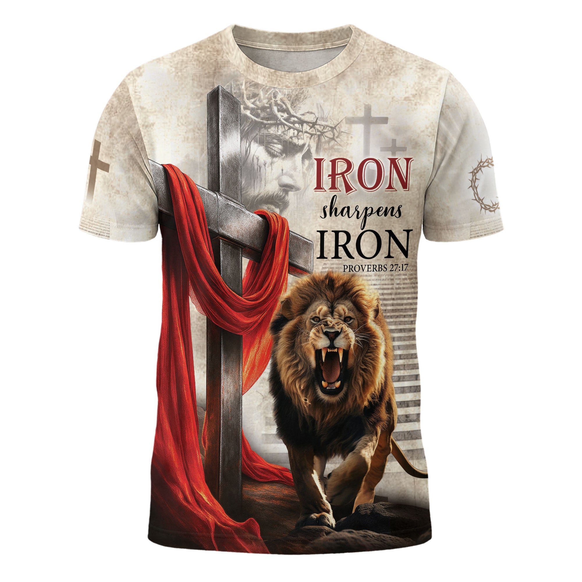 Iron Sharpens Iron Proverbs 27:17 Roaring Lion T-Shirt