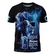 Iron Sharpens Iron Proverbs 27:17 Cosmic Christian T-Shirt