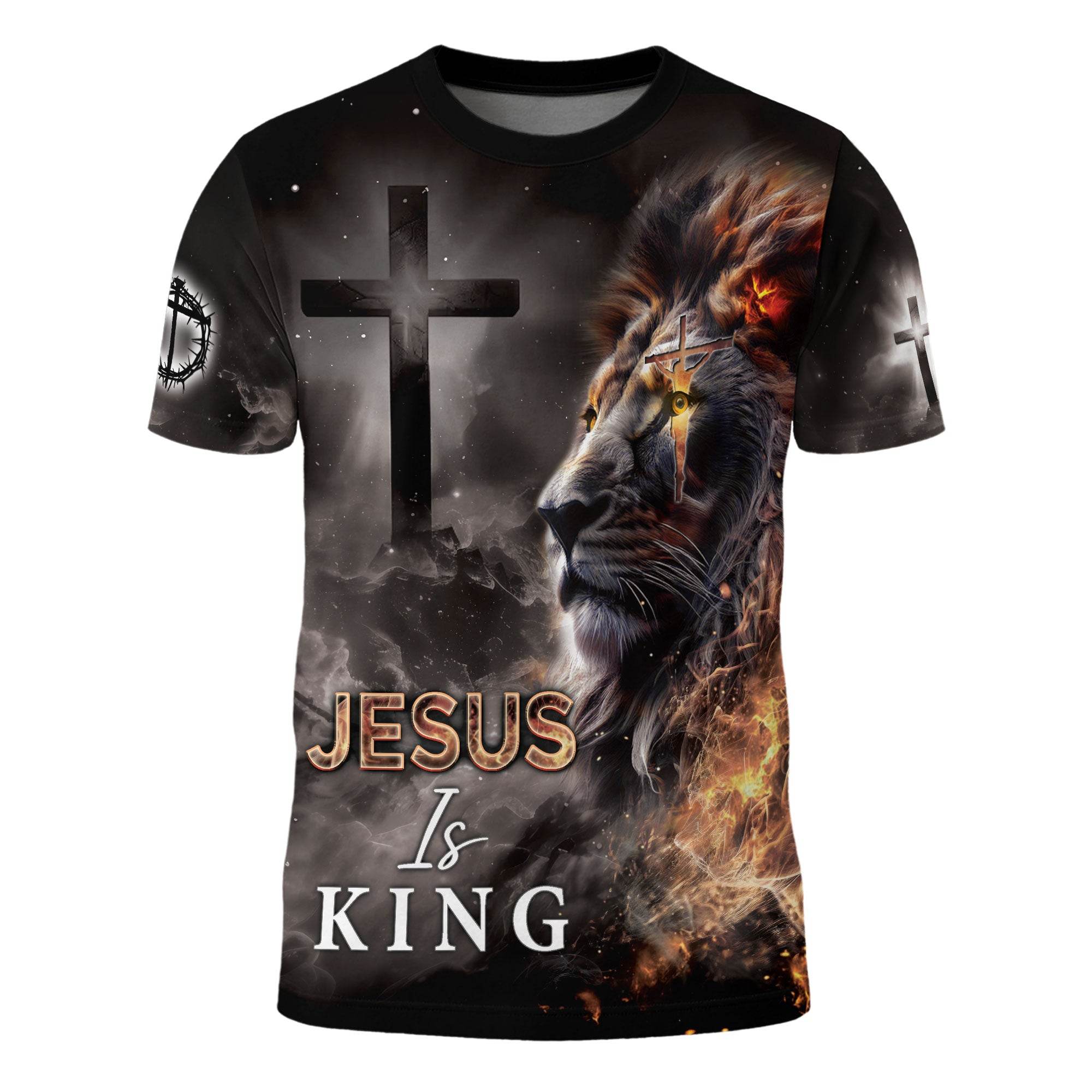 Jesus Is King The Fiery Lion Of Judah Faith T-Shirt - Rust Field Wear