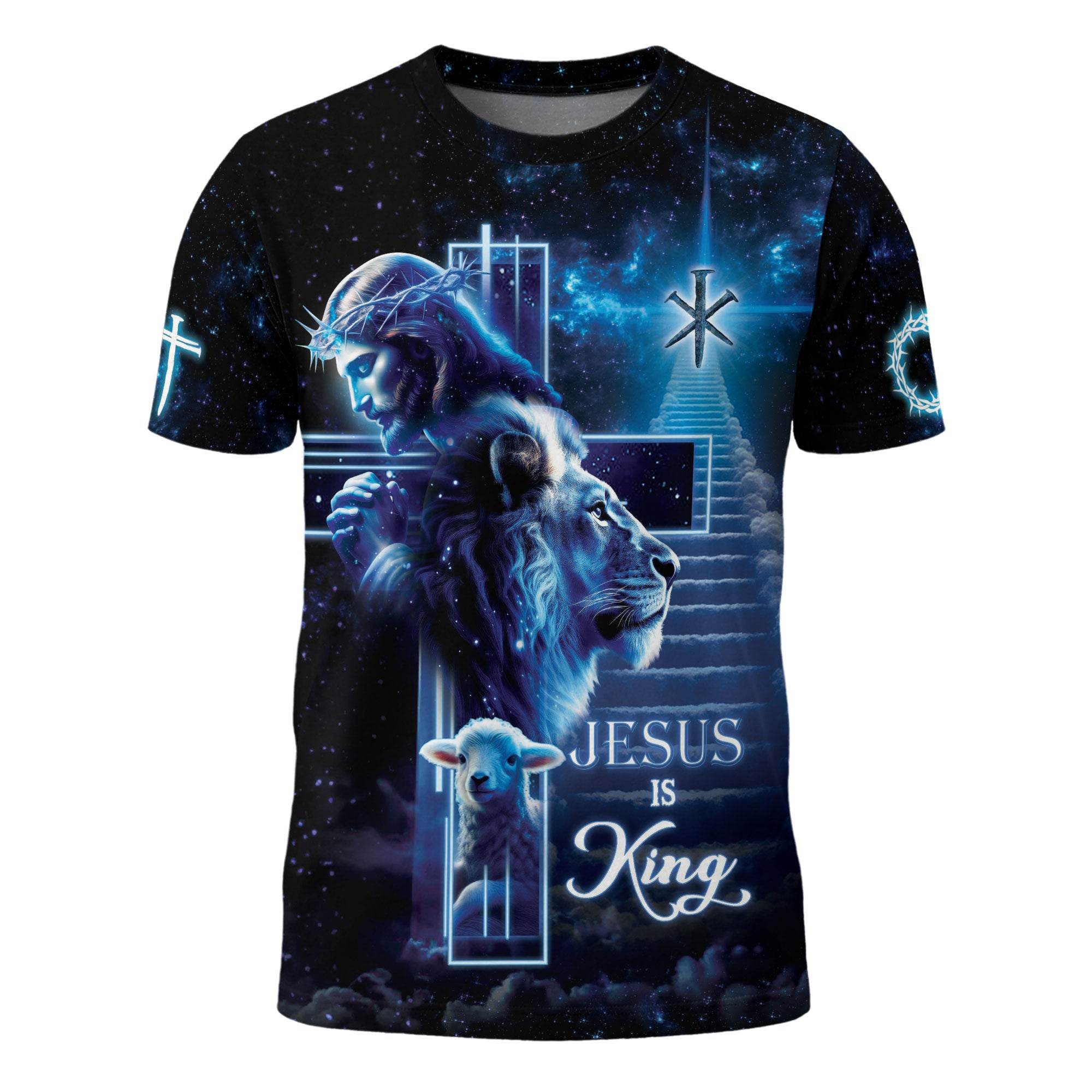 Jesus Is King The Lion And The Lamb On Heaven's Stair T-Shirt - Rust Field Wear