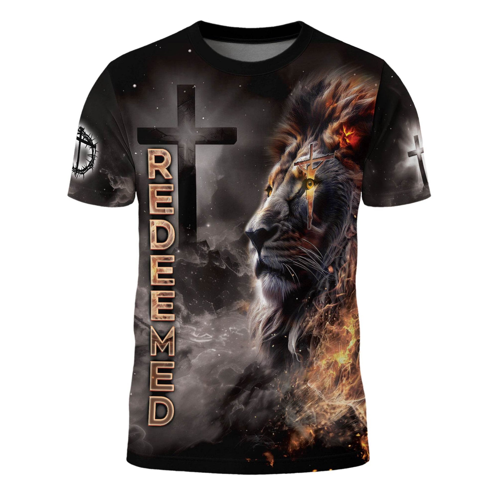 Redeemed By The Lion Of Judah Fiery Christian Shirt - Rust Field Wear