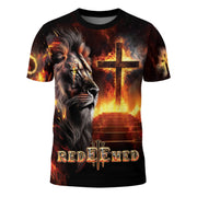 Redeemed By The Lion Of Judah Fiery Christian T-Shirt - Rust Field Wear