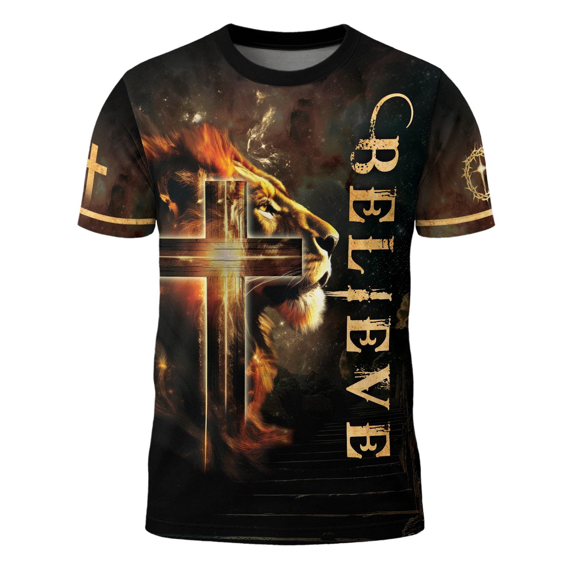 The Lion And The Cross "Believe" In Him Religious T-Shirt