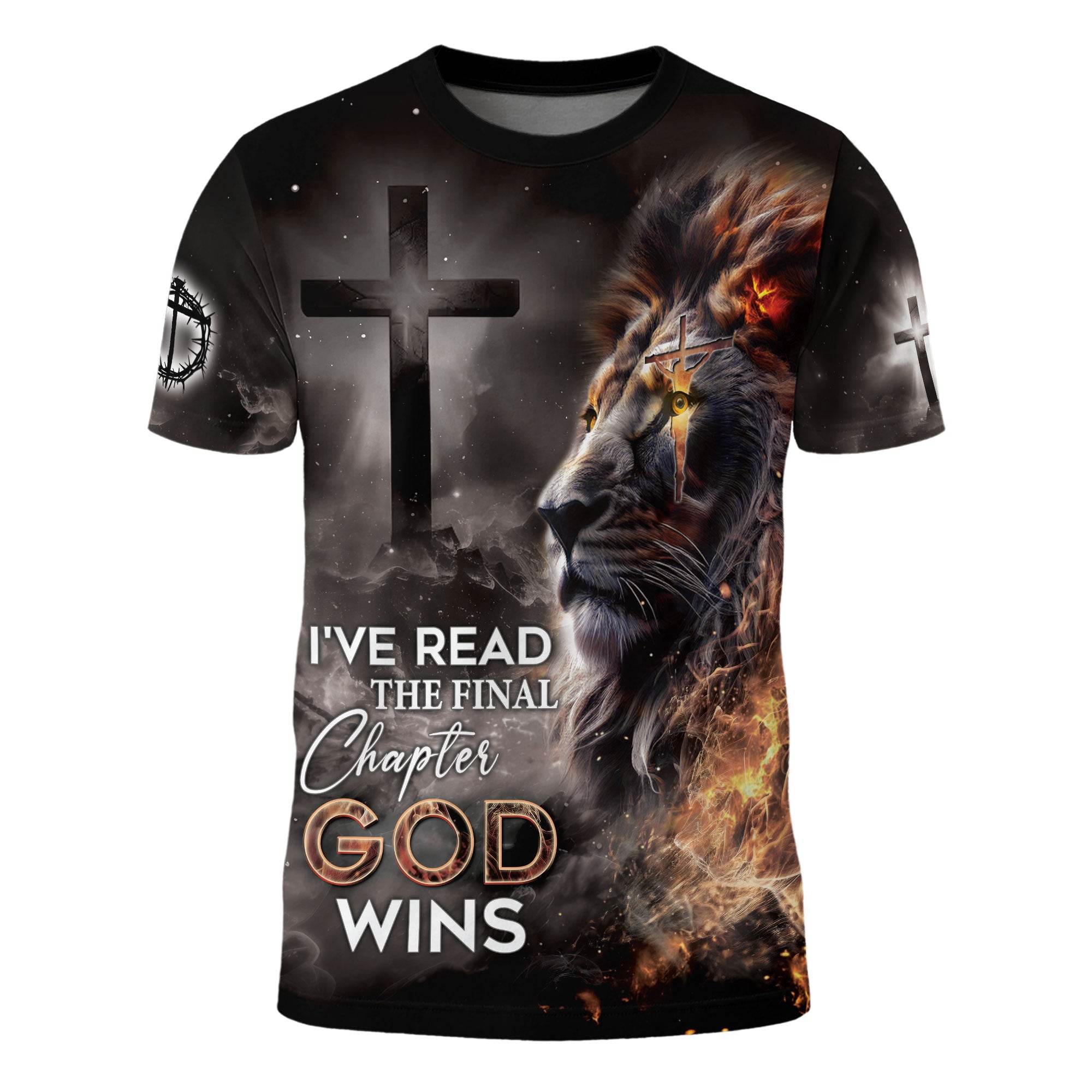 I've Read The Final Chapter God Wins Christian Faith Cross Lion T-Shirt - Rust Field Wear