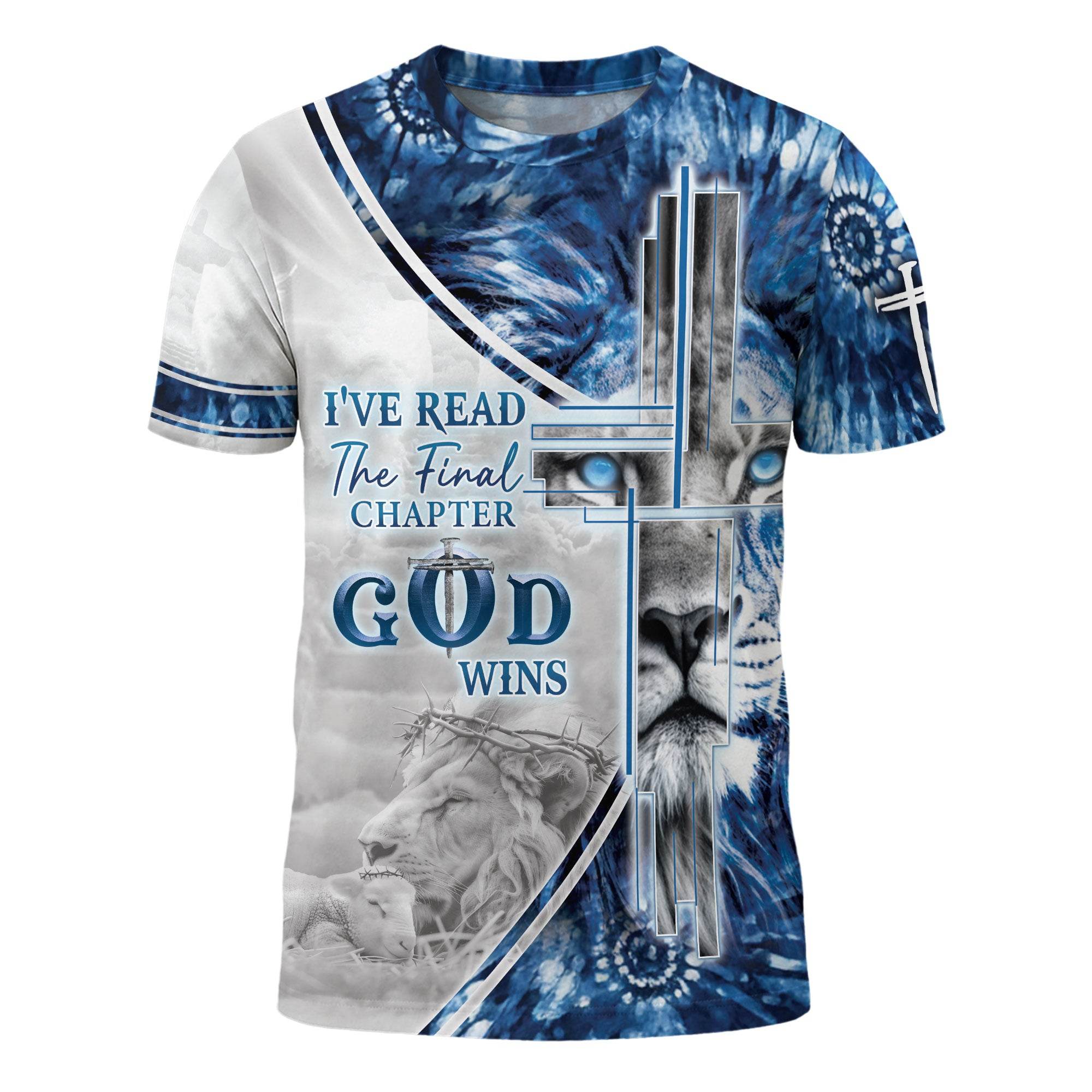 I’ve Read The Final Chapter God Wins Blue Cross Lion Christian T-Shirt - Rust Field Wear