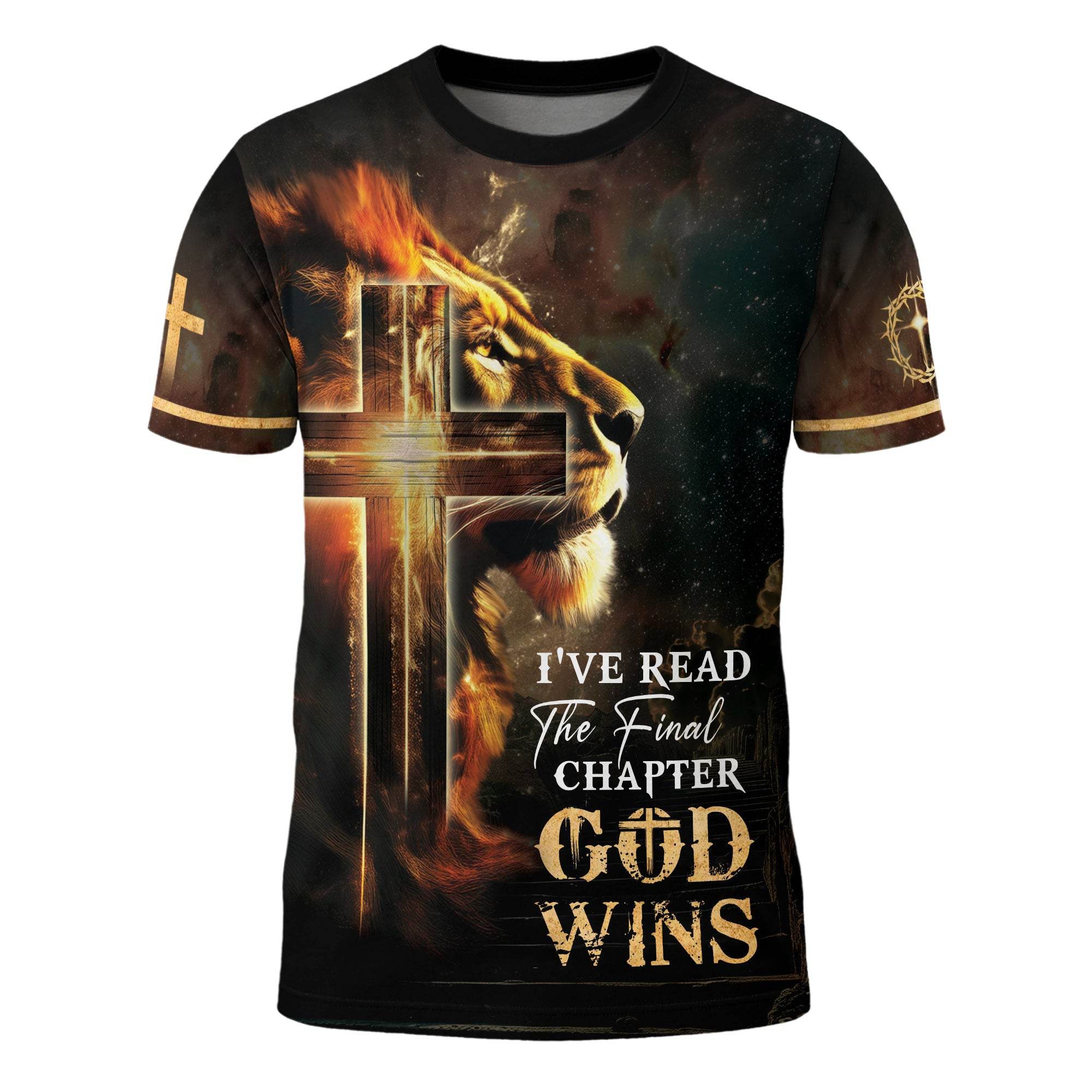 I’ve Read The Final Chapter God Wins Lion Faith Cross T-Shirt - Rust Field Wear