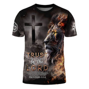 Trust In The Lord Proverbs 3:5-6 Fiery Lion Christian T-Shirt - Rust Field Wear
