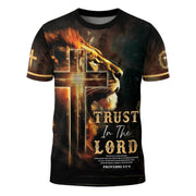Trust In The Lord Proverbs 3:5-6 Lion And Cross T-Shirt - Rust Field Wear