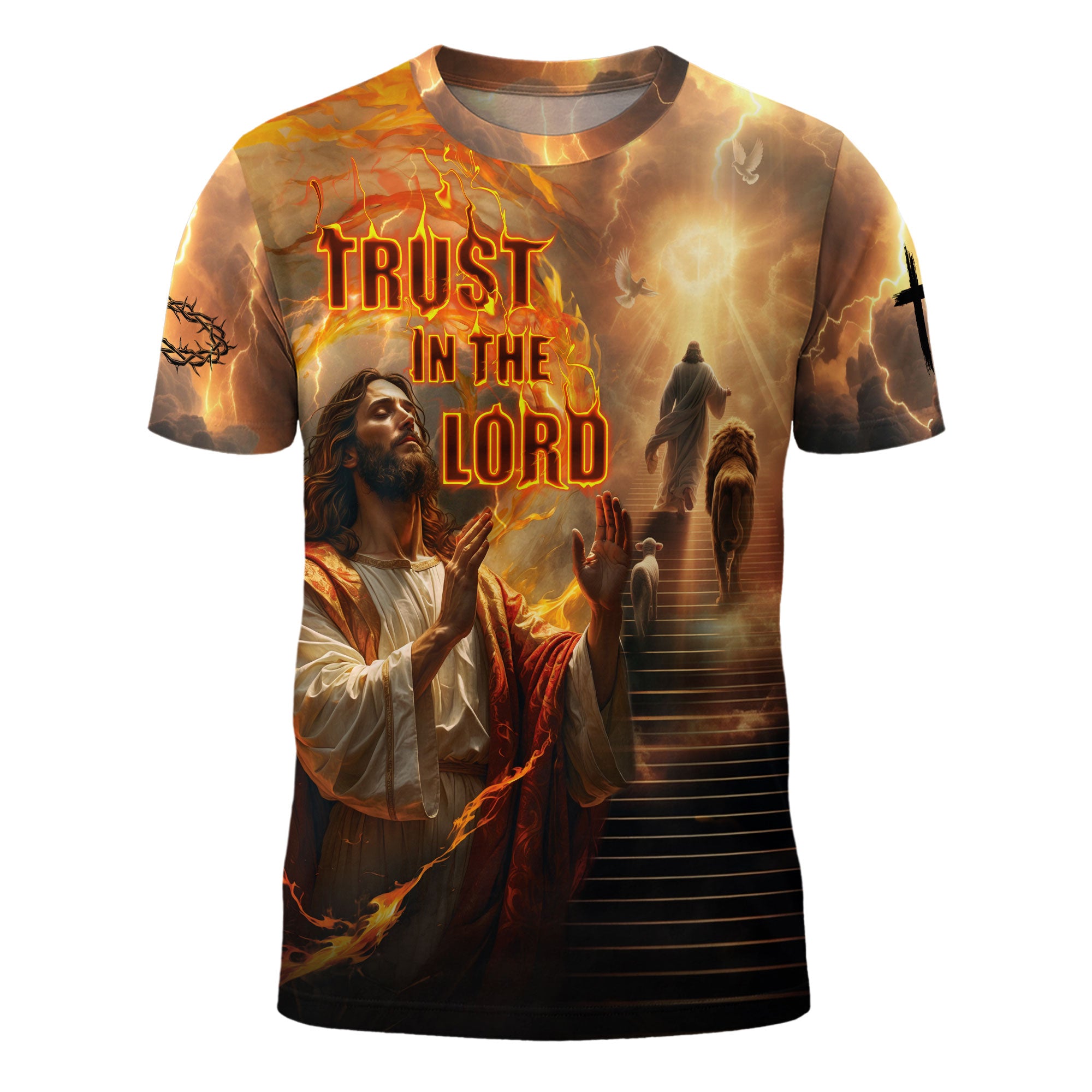 Trust In The Lord Jesus Ascension Lion and Lamb Christian T-Shirt