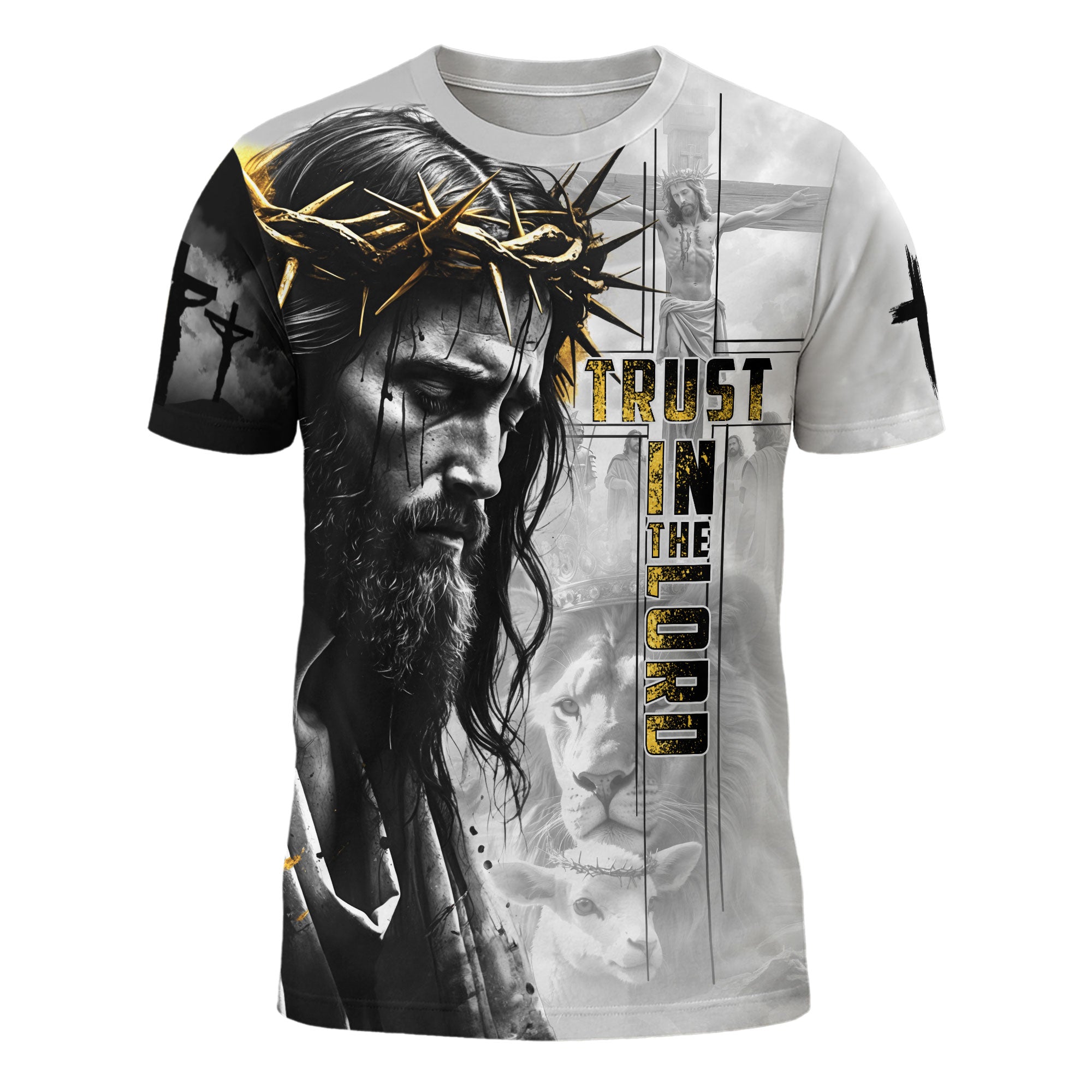 Trust In The Lord Crown of Thorns Lion and Lamb Christian T-Shirt