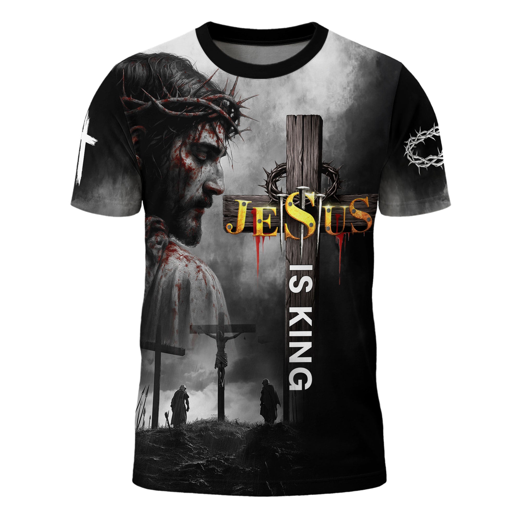 Jesus Is King Cross and Lion Warrior Faith T-Shirt