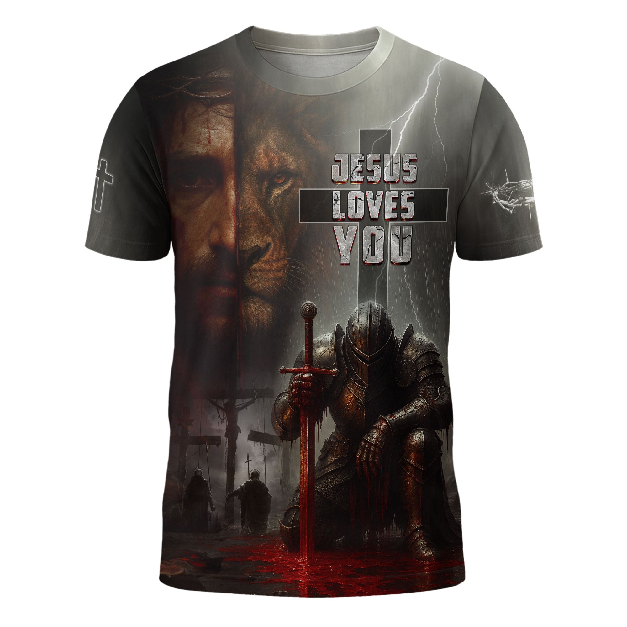 Jesus Loves You Dark Glory Lion Christian T-Shirt