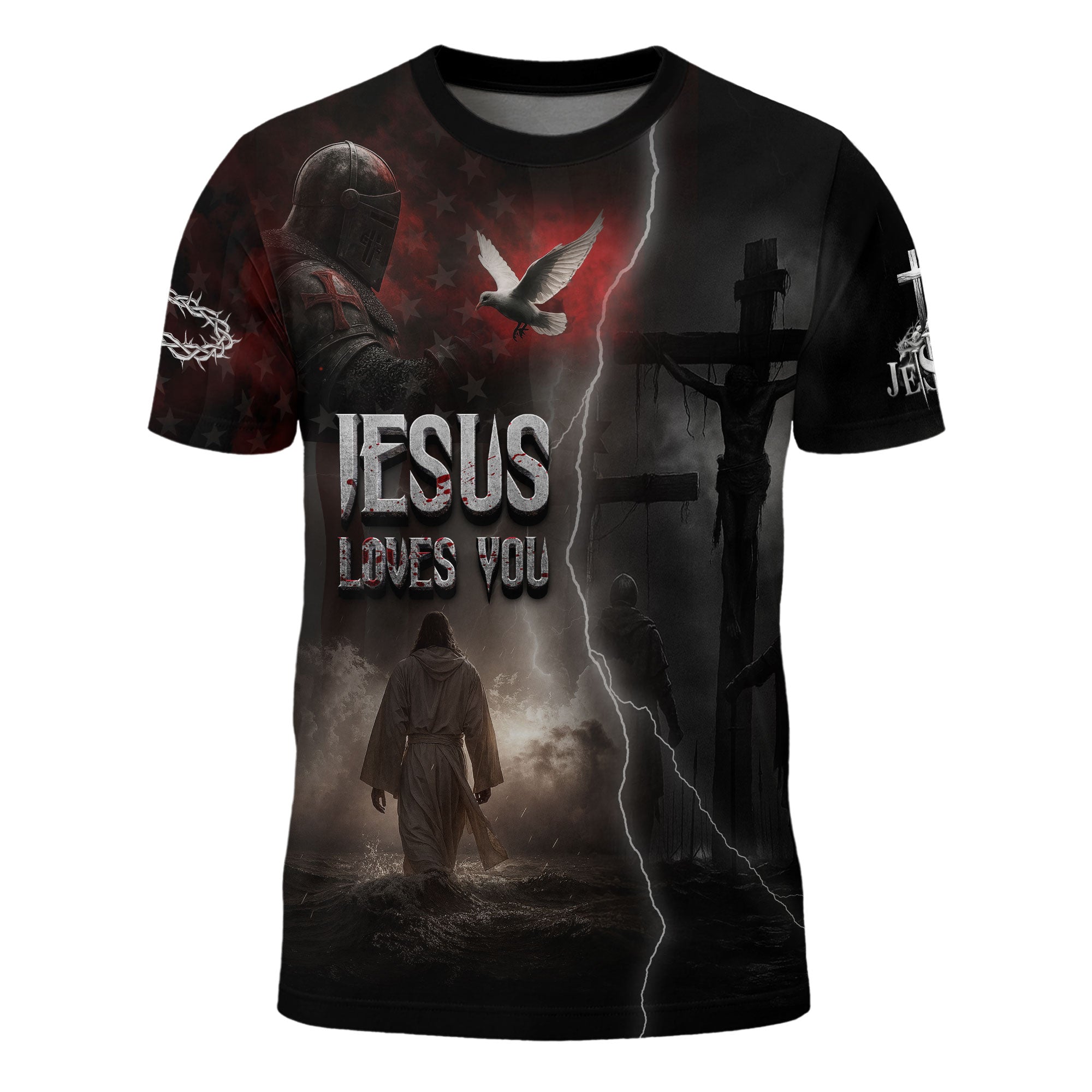 Jesus Loves You Storm of Salvation Lion Christian T-Shirt