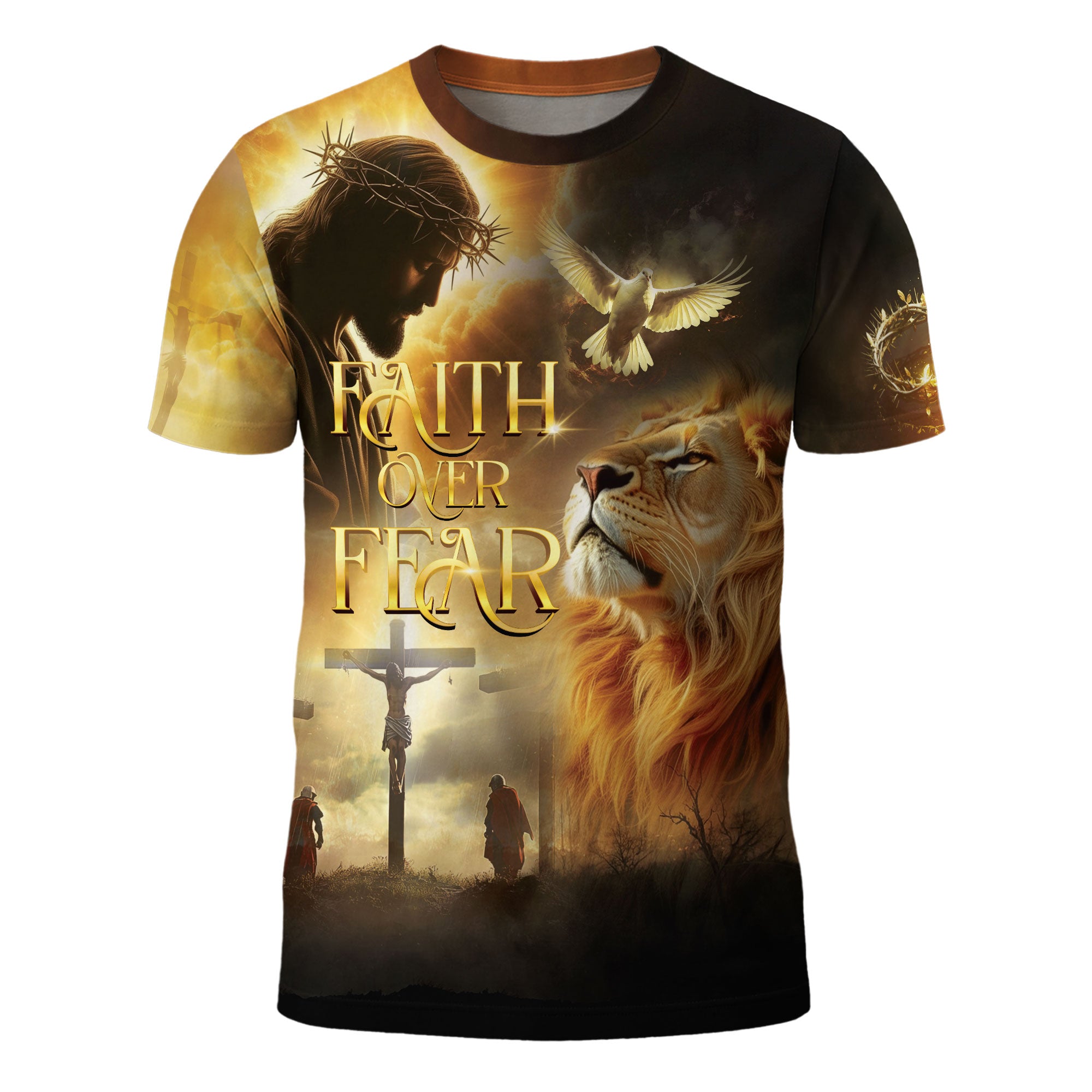 Faith Over Fear Lion & Dove Christian T-Shirt