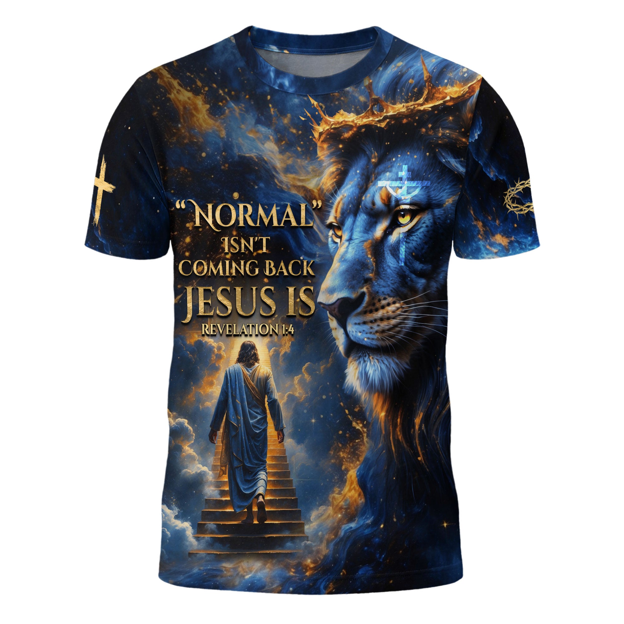 Revelation Blue Lion “Jesus Is Coming Back” Christian T-Shirt