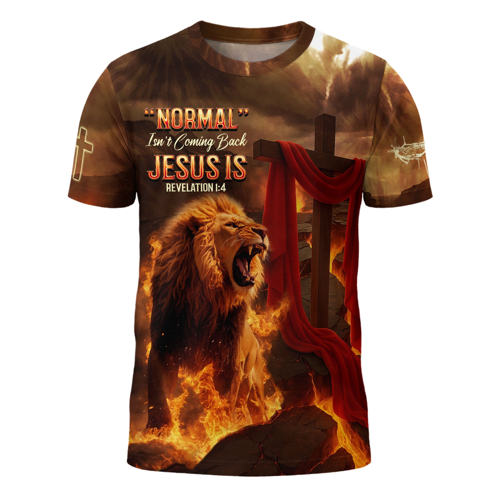 Revelation Glory “Jesus Is Coming Back” Lion and Cross Christian T-Shirt