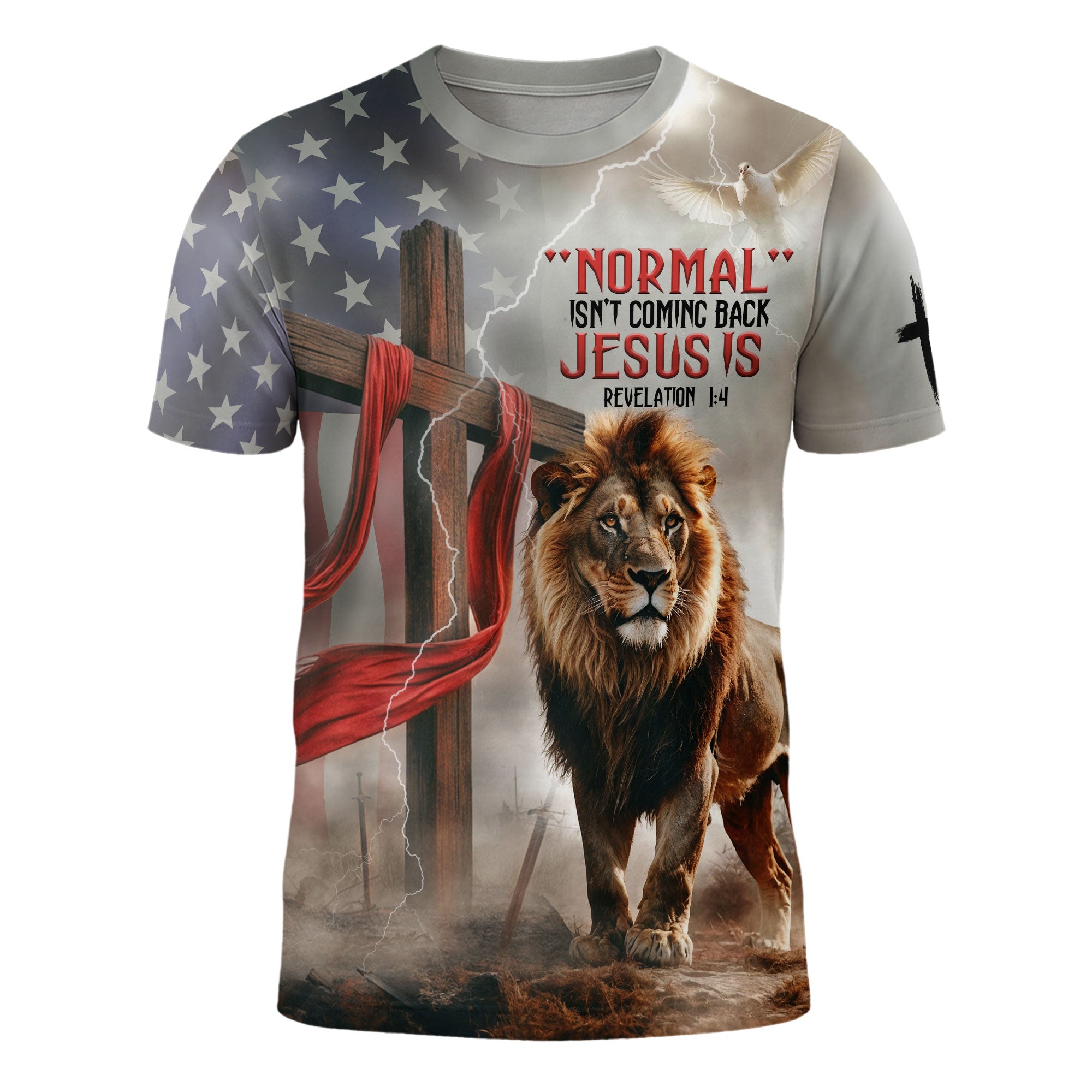 Revelation Freedom “Jesus Is Coming Back” Lion and Cross Christian T-Shirt