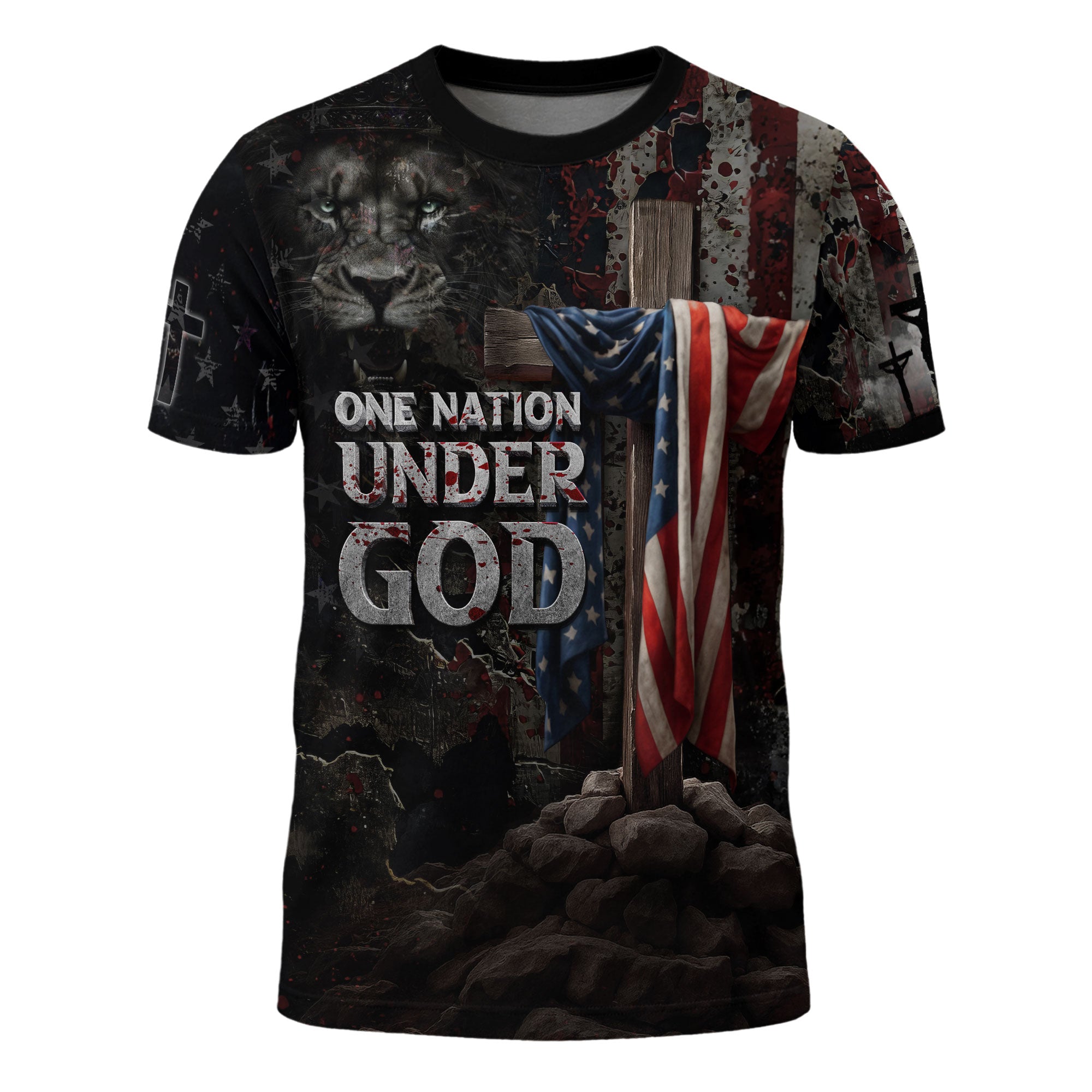 One Nation Under God Lion & Cross T-Shirt