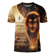 I Can Do All Things Through Christ Lion & Cross T-Shirt - Rust Field Wear