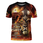 I Can Do All Things Through Christ Lion Warrior Cross T-Shirt - Rust Field Wear