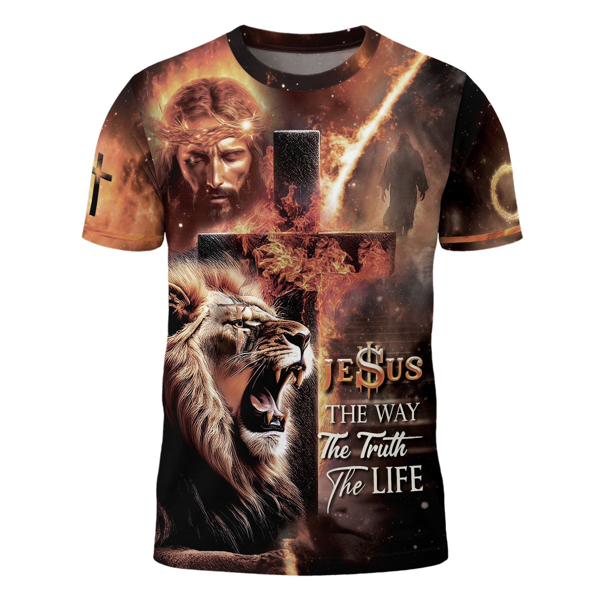 The Way The Truth The Life Lion & Cross Christian T-Shirt