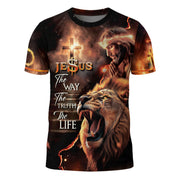 Crown of Thorns Lion Jesus The Way The Truth The Life Christian T-Shirt