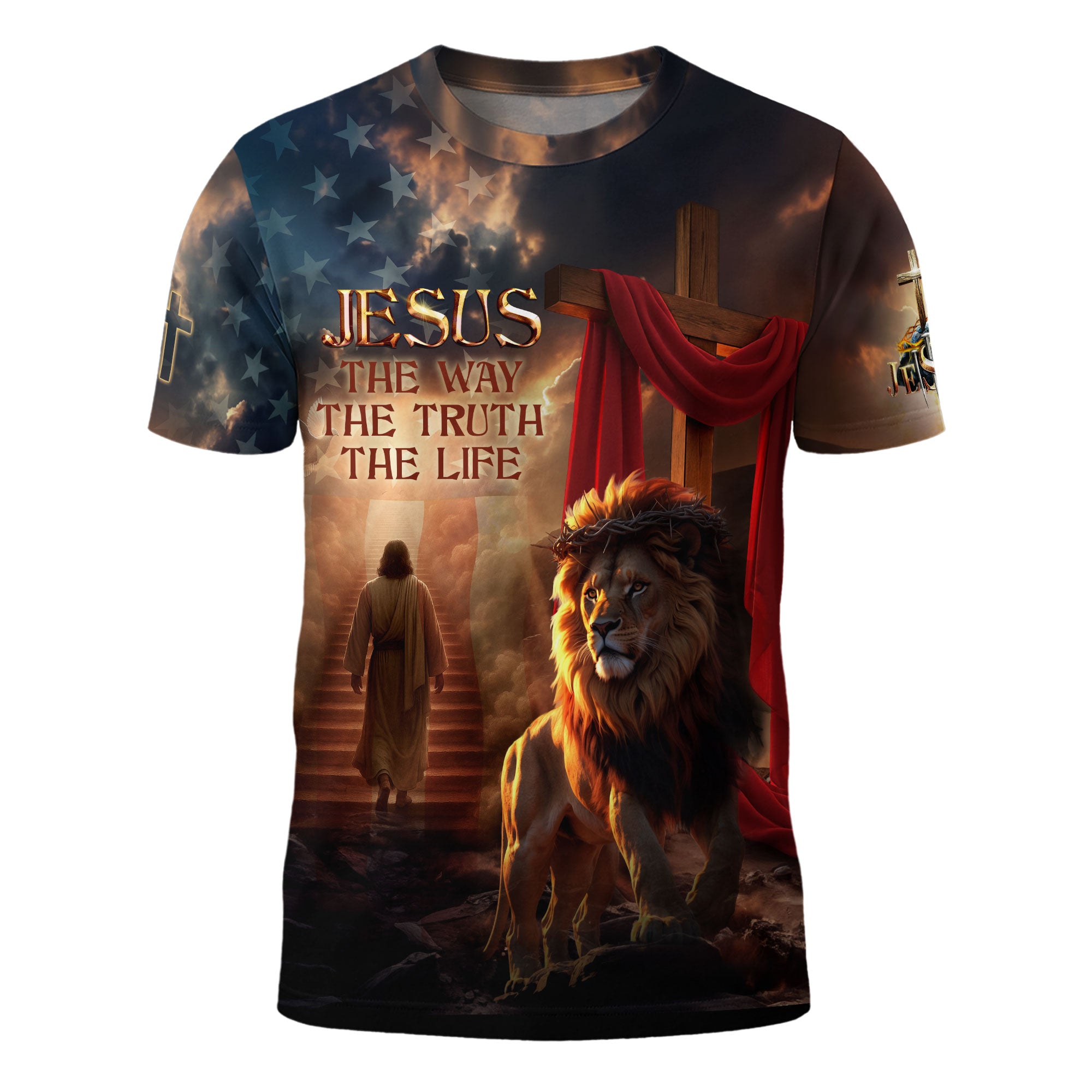 Jesus The Way The Truth The Life Lion and Lamb Christian T-Shirt