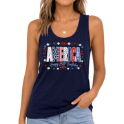Women's Patriotic Tank Top America Happy 250th Birthday Floral Graphic Summer Shirt