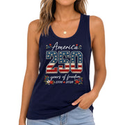Floral America 250 Years of Freedom Tank Top Women's US Anniversary Graphic Shirt