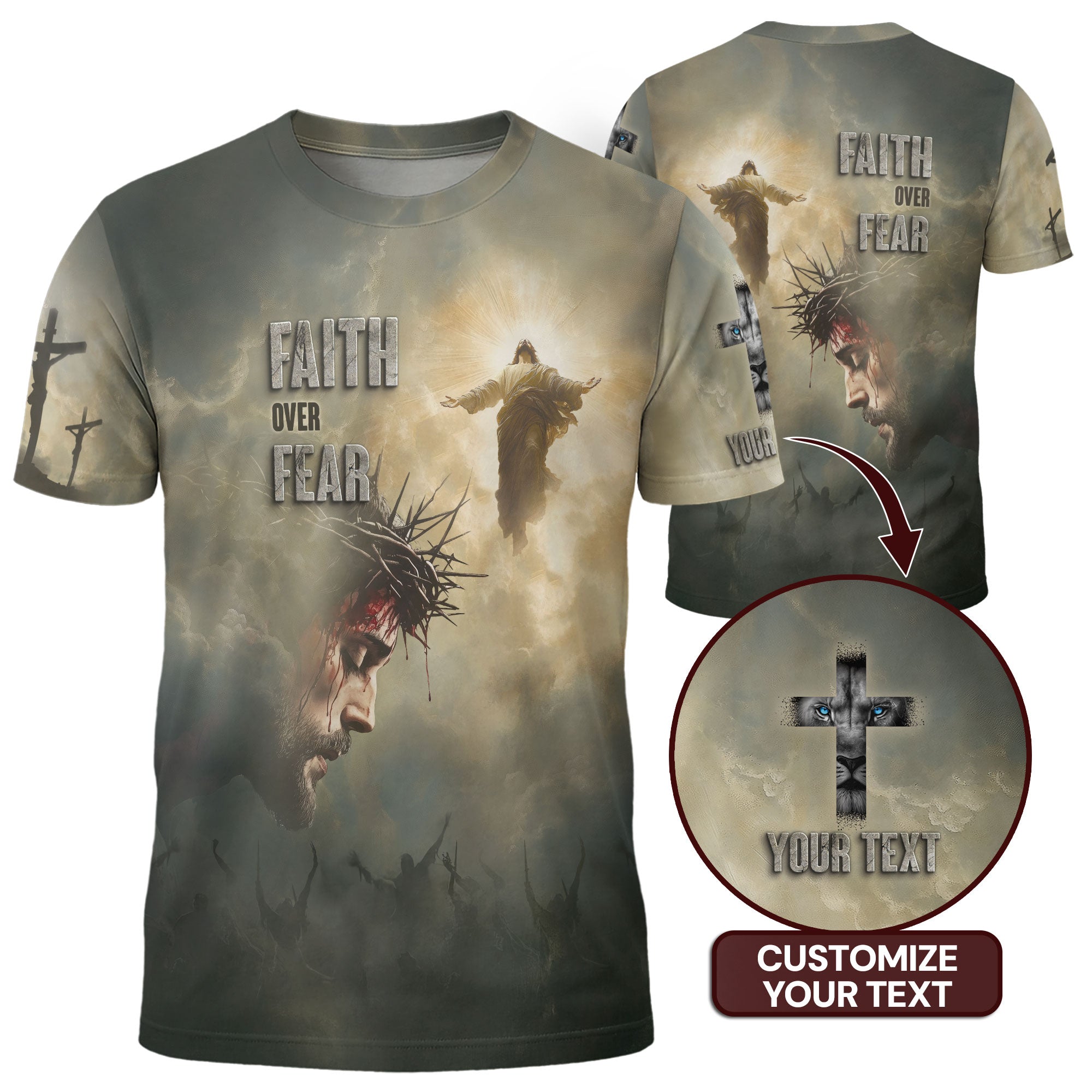 Faith Over Fear Resurrection Shirt – Custom Christian Tee with Jesus Ascending