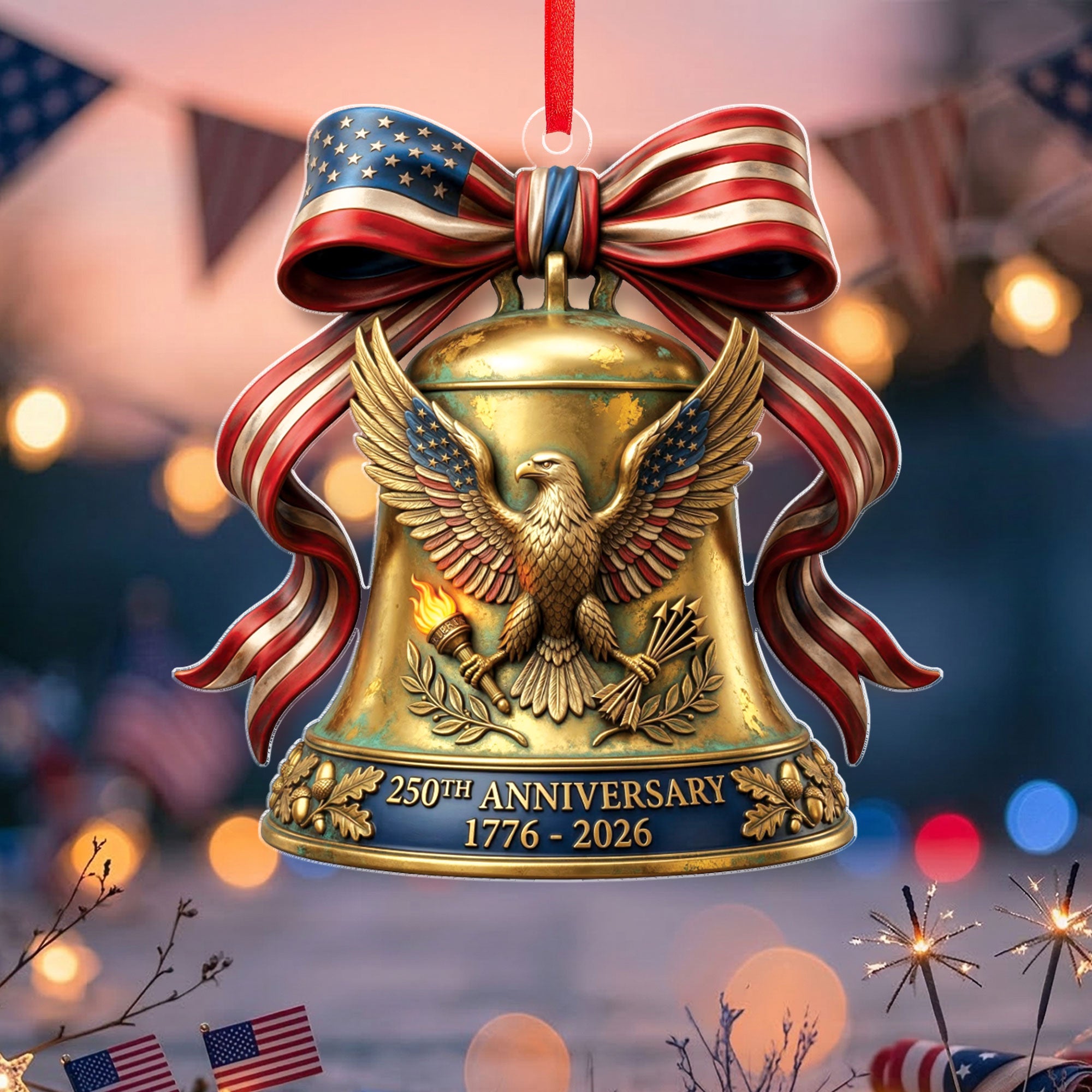 250th Anniversary U.S. Acrylic Ornament – American Eagle & Patriotic Bell