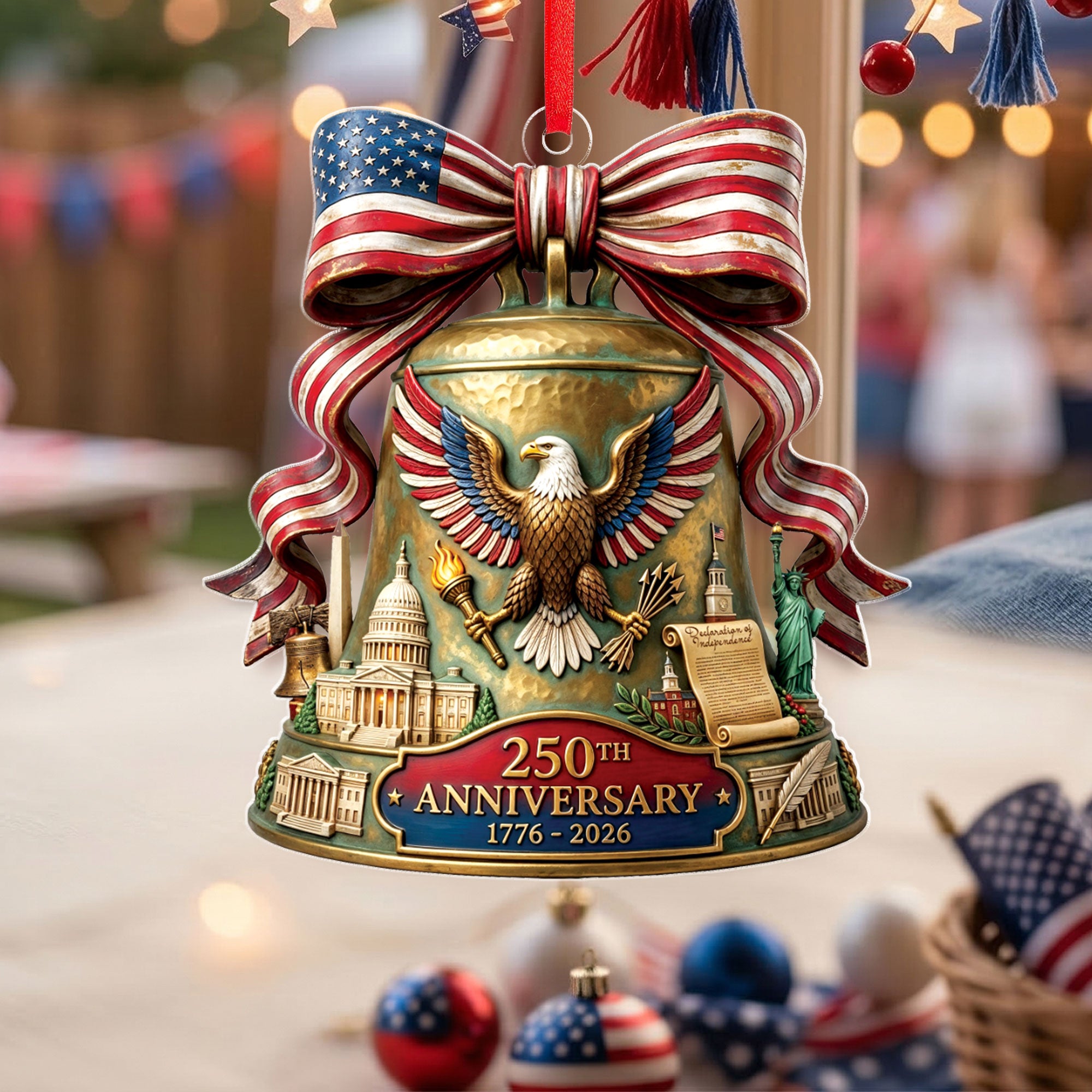 2026 U.S. 250th Anniversary Acrylic Ornament – American Eagle, Capitol & Liberty Bell Design