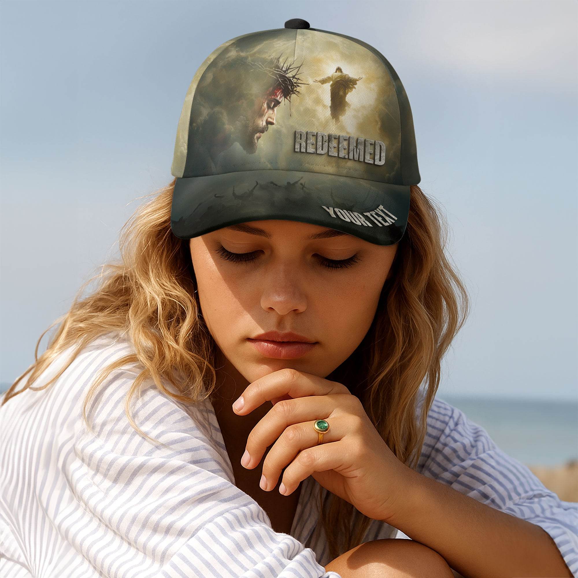 Redeemed by Grace – Jesus Ascension Christian Customized Hat - Rust Field Wear