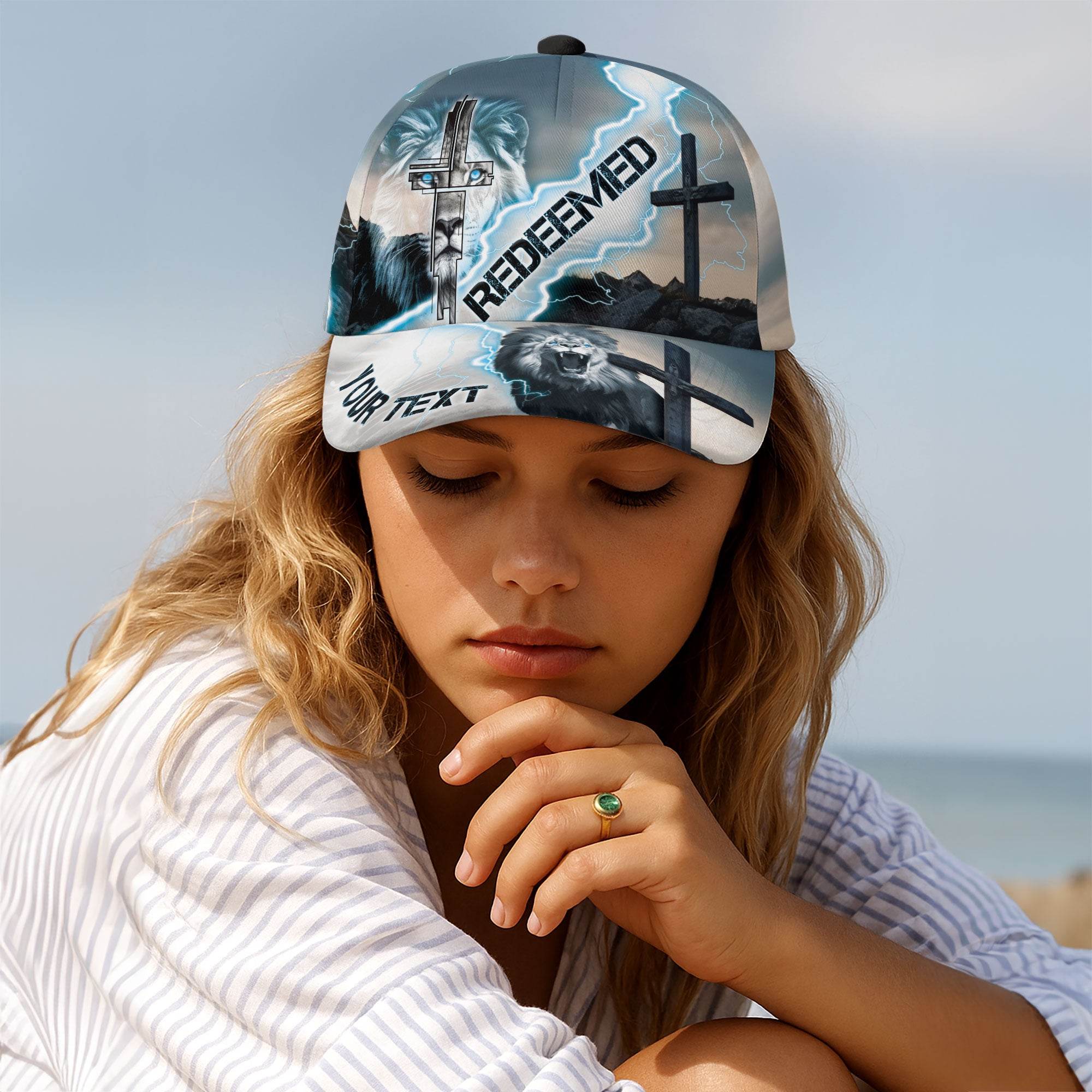 REDEEMED – White Lion of Judah Christian Customized Hat - Rust Field Wear