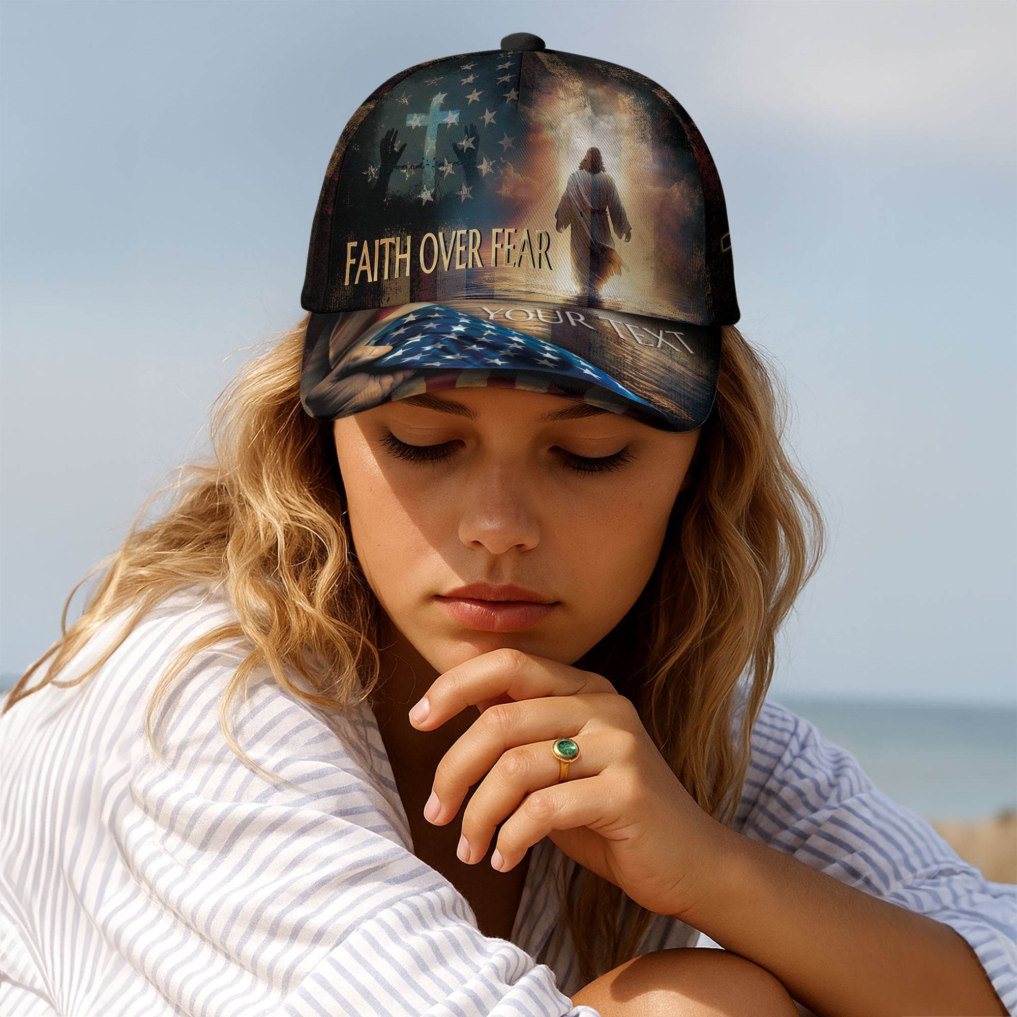 Faith Over Fear – Jesus Walks With Me Custom Hat - Rust Field Wear