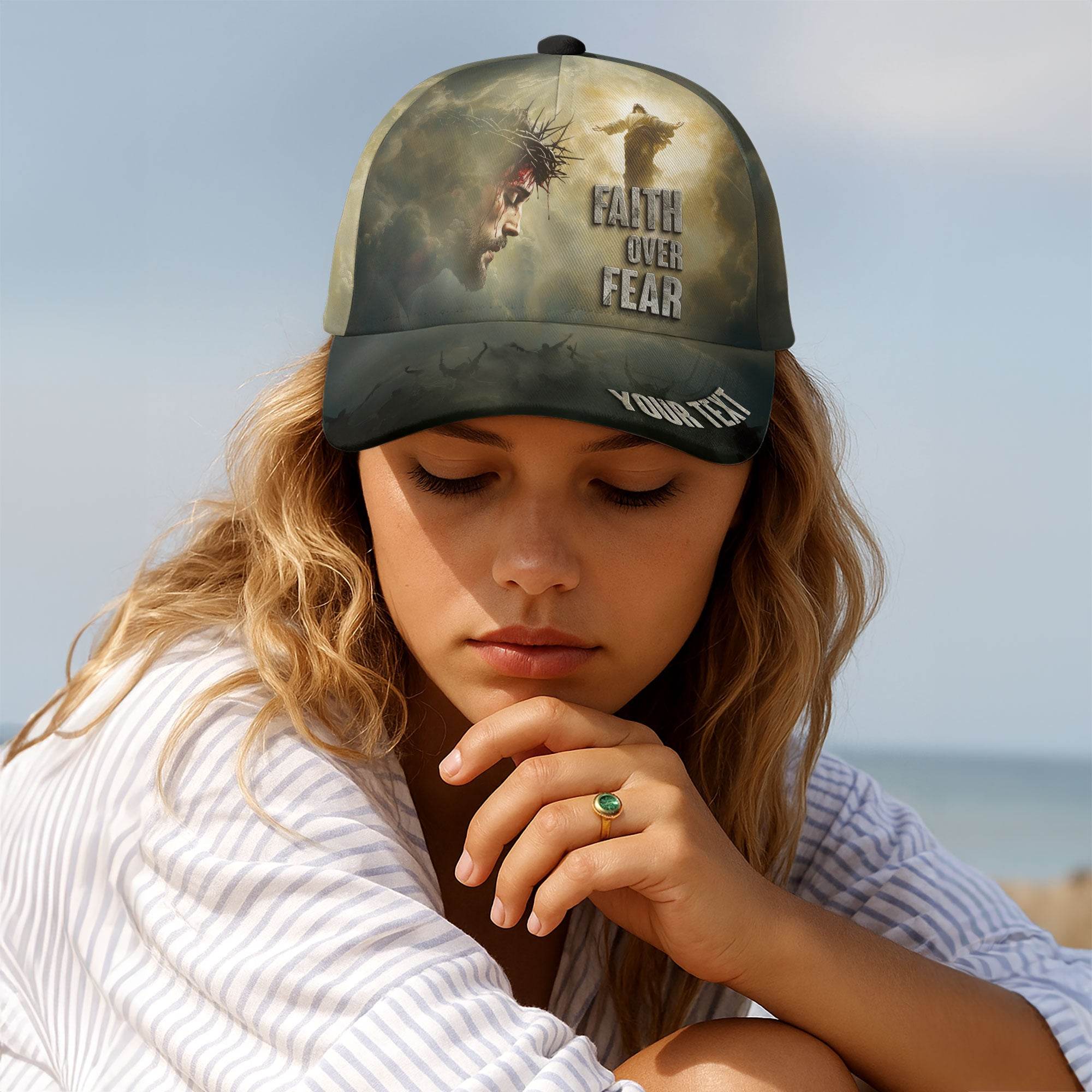 Custom Faith Over Fear Resurrection Hat - Rust Field Wear