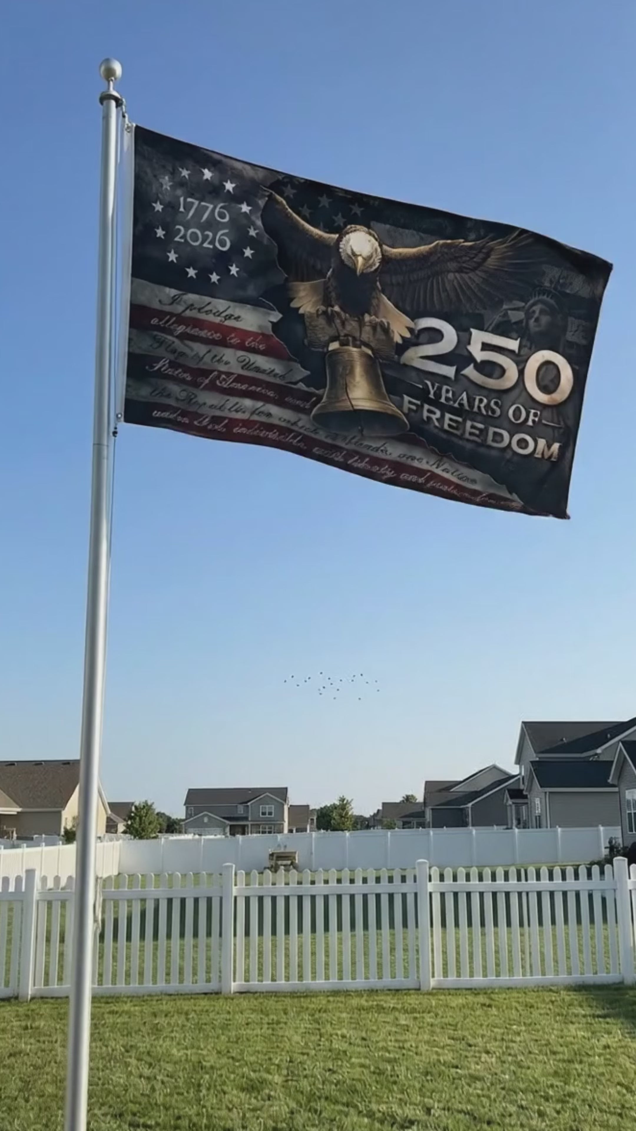 Load video: 250 Years of Freedom Double-Sided House Flag 1776–2026 – Patriotic American Décor
