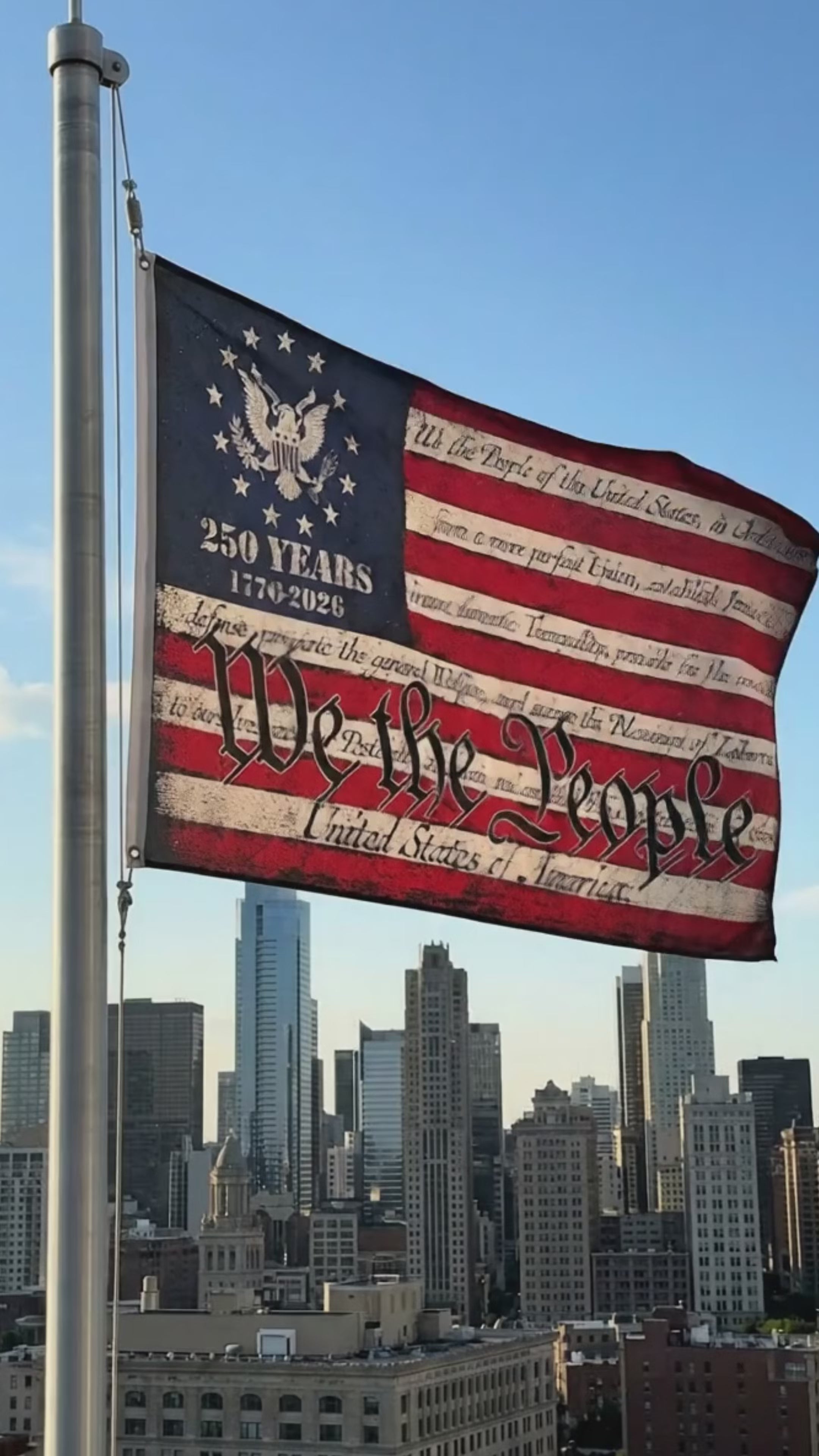 Load video: American Freedom House Flag 1776–2026, We The People Double-Sided Patriotic Design